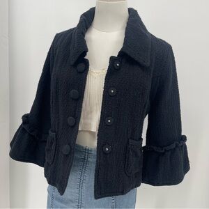 Vintage Wet Seal Black Bell Sleeve Coat Whimsigoth Fairy Indie Boho Cottage M